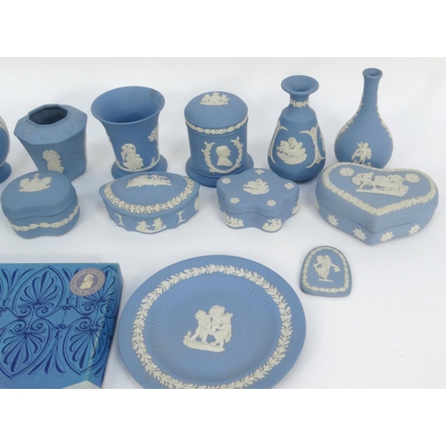 435 - Collection of Wedgwood Jasperware pots and covers, vases, plates, etc