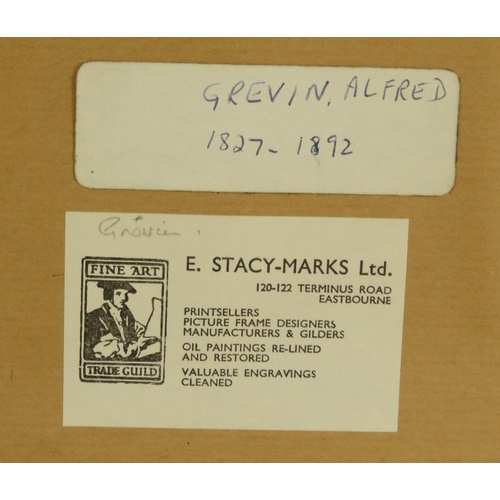 1318 - Alfred Grevin - Pencil sketch of two gentlemen acknowledging each other, Stacy Marks label to the re... 