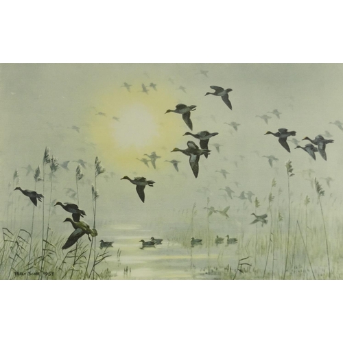 1316 - Peter Scott - Pencil signed print titled 'Wigeon On A Misty Morning', with printer's blind stamps, p... 