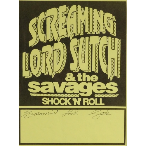 259 - Screaming Lord Sutch and The Savages Shock and Roll poster signed by Screaming Lord Sutch, framed, w... 