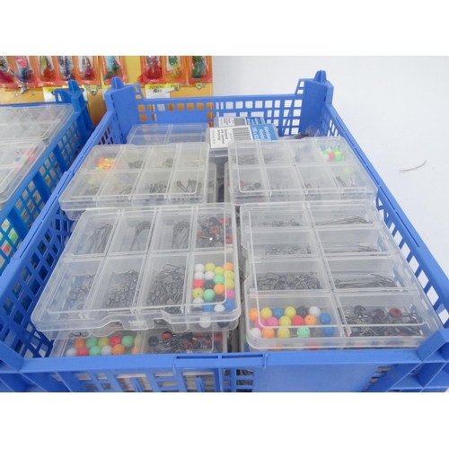 534 - Large collection of fishing rig-making equipment in sets, including hooks, swivels, beads, etc and a... 