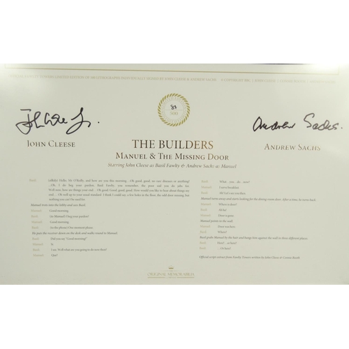 257 - Framed Fawlty Towers limited edition lithograph, signed by John Cleese and Andrew Sachs - The Builde... 