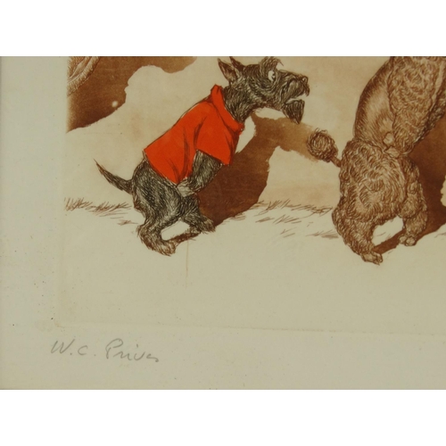 1350 - Two Arthur Boris O'Klien hand coloured pencil signed engravings 'The Dirty Dogs of Paris', both fram... 