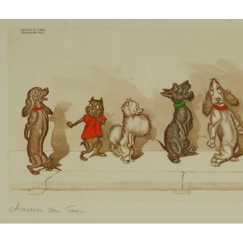 1350 - Two Arthur Boris O'Klien hand coloured pencil signed engravings 'The Dirty Dogs of Paris', both fram... 