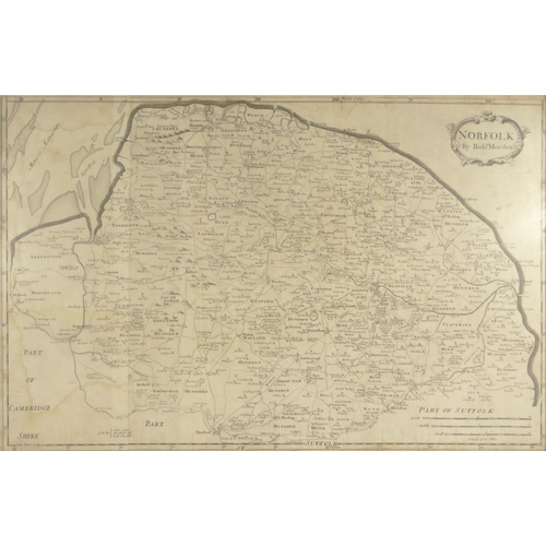 279 - Rob Morden - Two black and white maps - one of Suffolk and one of Norfolk, both framed, the larger 5... 