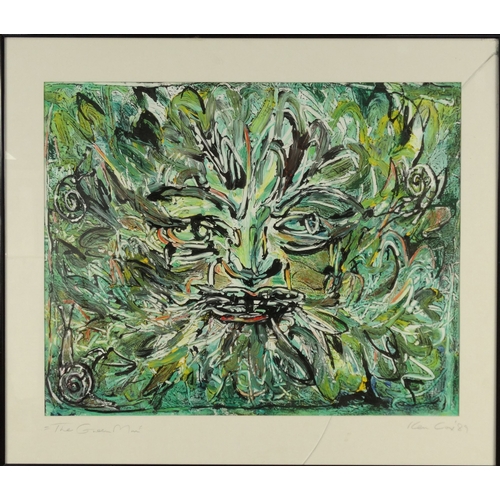 1325 - Ken Cox  - Oil onto paper abstract composition titled 'The Green Man', dated 89, Ken Cox label to th... 