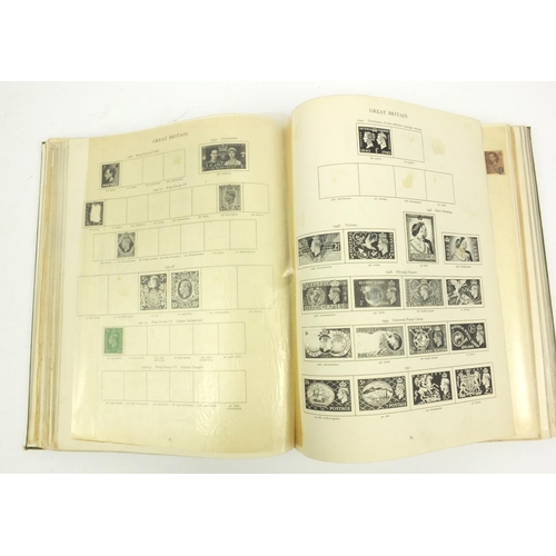 285 - King George VI stamp album with assorted Commonwealth stamps, together with a Tower stamp album with... 