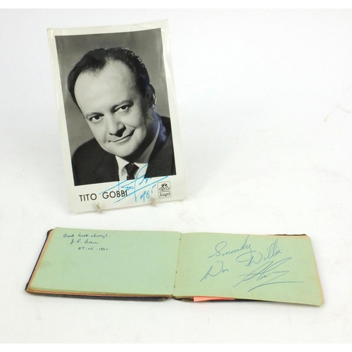 258 - Autograph album containing Wee Willie Harris, Jimmy Edwards, Jill Bennett, together with a signed ph... 