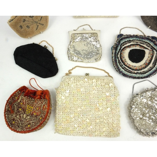 178 - Selection of lady's beaded handbags including ,the largest 22cm wide