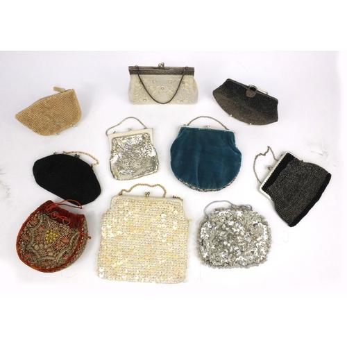 178 - Selection of lady's beaded handbags including ,the largest 22cm wide