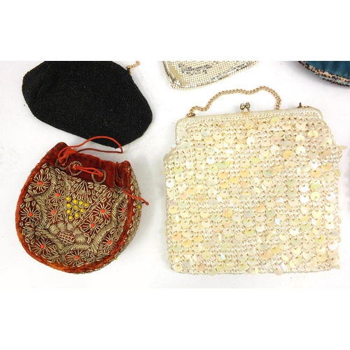 178 - Selection of lady's beaded handbags including ,the largest 22cm wide