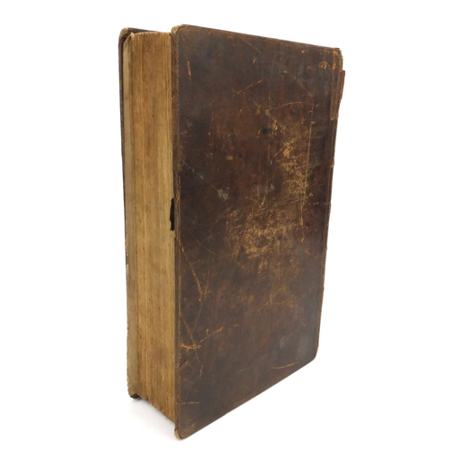 273 - 1890 leather bound holy bible, printed and sold by J. Hemming, with black and white plates, 38cm x 2... 