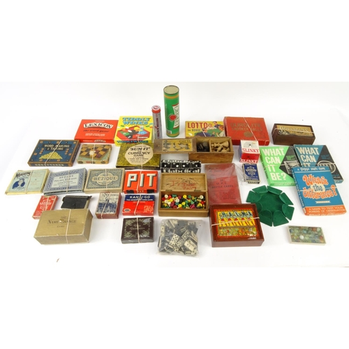 473 - Box of vintage toys and board games including What Can It Be, Lotto, chess, tiddlywinks, etc