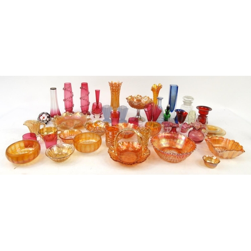 506 - Large selection of assorted Carnival glass items including vases, bowls, etc, together with some cra... 