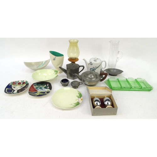 461 - Selection of retro glassware, ceramics and pewter items including Royal Worcester teapot, Crown Devo... 