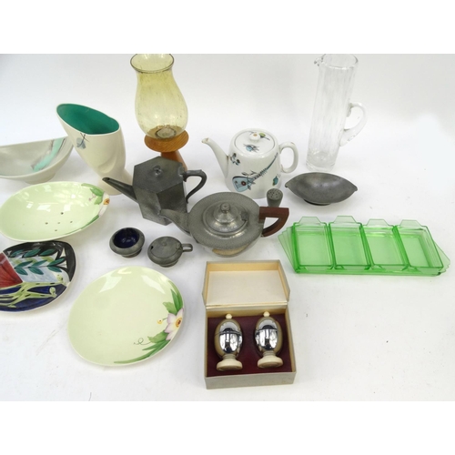 461 - Selection of retro glassware, ceramics and pewter items including Royal Worcester teapot, Crown Devo... 