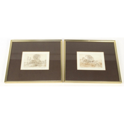 436 - Pair of limited edition engravings signed Hale 79, mounted and framed, 18cm x 13cm excluding the mou... 