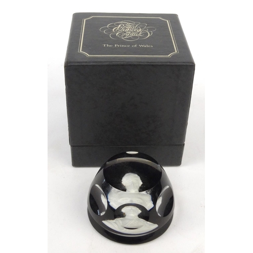 544 - Boxed cameo glass paperweight - The Prince of Wales