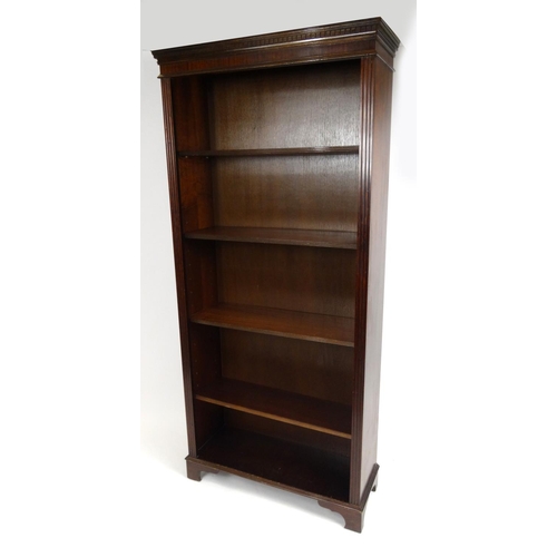 60 - Mahogany four shelf open bookcase fitted with adjustable shelves, 194cm high x 90cm wide x 32cm deep