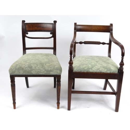 47 - Regency mahogany elbow chair with ropetwist back and one other