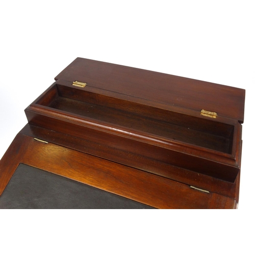 1 - Mahogany Davenport fitted with four drawers either side, 85cm high x 53cm wide x 51cm deep