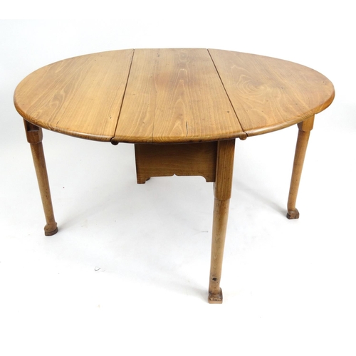 10 - Georgian oval chestnut gateleg table, 70cm high x 124cm wide (when extended) x 102cm deep