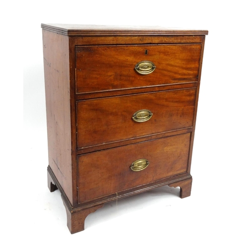 9 - Georgian mahogany three drawer chest, 81.5cm high x 61.5cm wide x 38cm deep