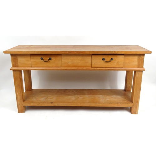 46 - Chestnut sideboard fitted with two frieze drawers, 80cm high x 160cm wide x 44cm deep