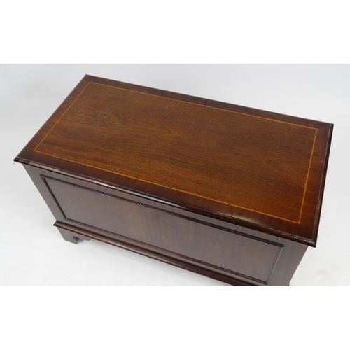 48 - Inlaid mahogany blanket box, 54cm high x 91cm wide x 46cm deep