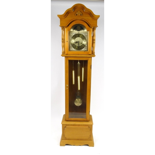 31 - Light wood cased Aeon 31-day longcase clock, 190cm high