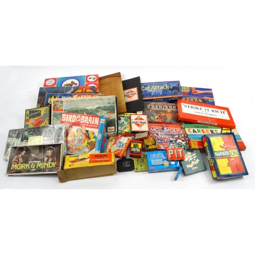 515 - Three boxes of vintage board games including Bird Brain, Battle of Britain, Snakes and Ladders, etc