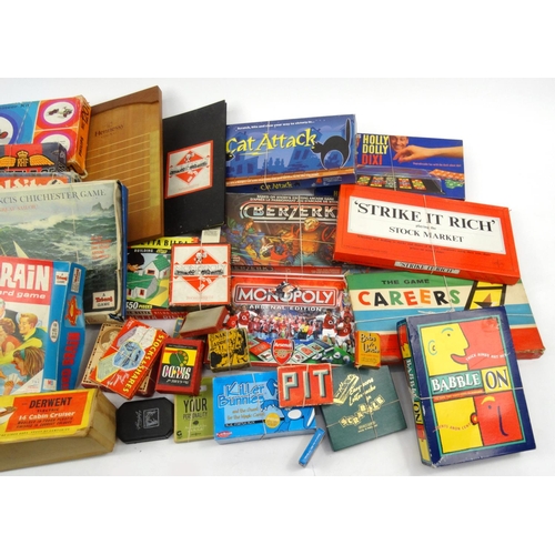 515 - Three boxes of vintage board games including Bird Brain, Battle of Britain, Snakes and Ladders, etc