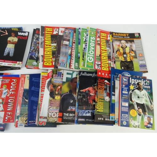 518 - Box of mostly 1980s and 1990s football programmes including Yeovil, Basingstoke, Fulham, etc