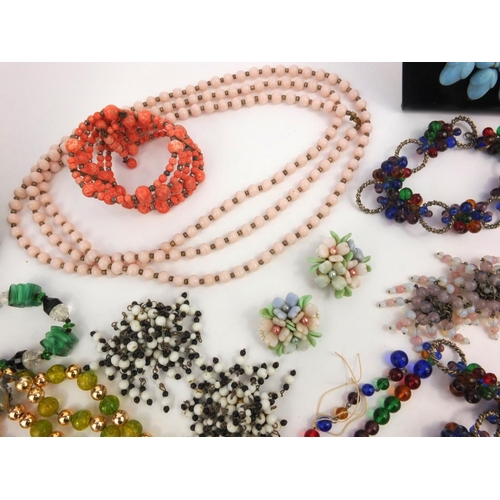 1273 - Large selection of vintage costume jewellery necklaces including polished stones, glass beads, etc