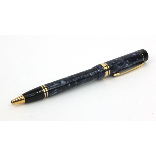 76 - Boxed Parker Duofold Centennial blue marbleised ballpoint pen