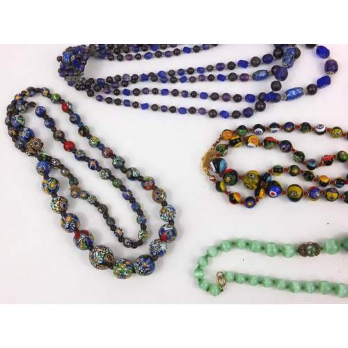 1274 - Collection of mostly vintage glass bead necklaces and some polished stone examples