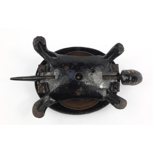 49 - Novelty cast iron tortoise table bell, 17cm diameter