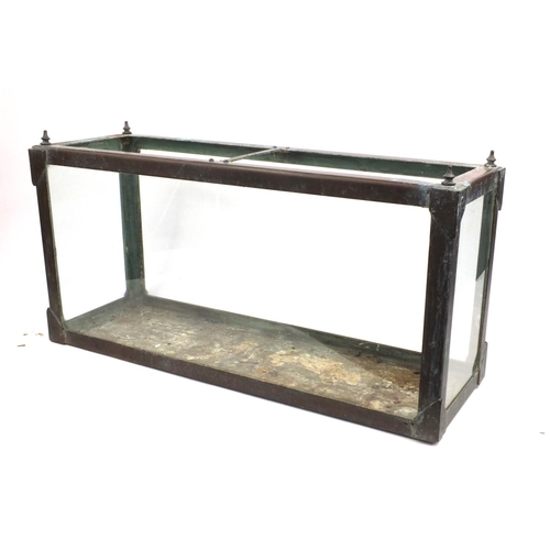 232 - Victorian lead glazed aquarium with turned finials, 77cm high x 39cm wide x 26cm deep