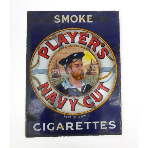 243 - Vintage Player's Navy Cut double sided enamel advertising sign - Smoke Cigarettes, registration numb... 