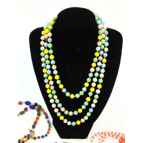 1273 - Large selection of vintage costume jewellery necklaces including polished stones, glass beads, etc