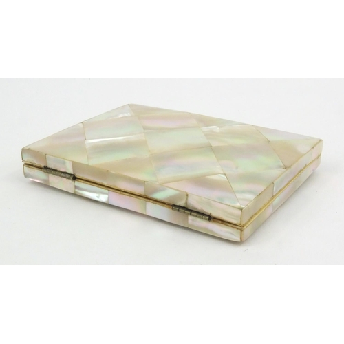 195 - Rectangular mother of pearl calling card case, 11cm long