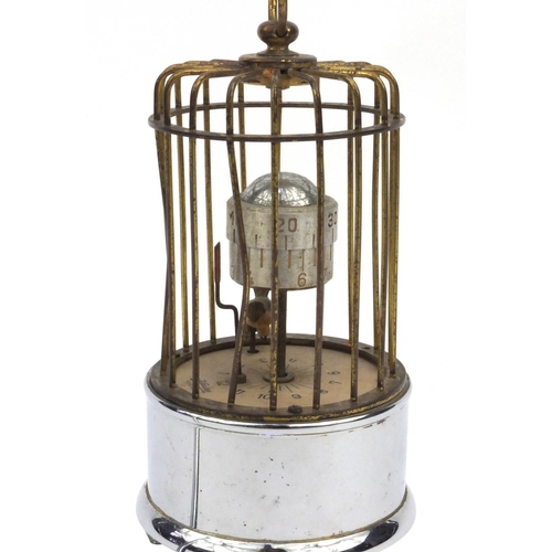 1310 - Kaiser Orbital birdcage clock with hanger, 21cm high