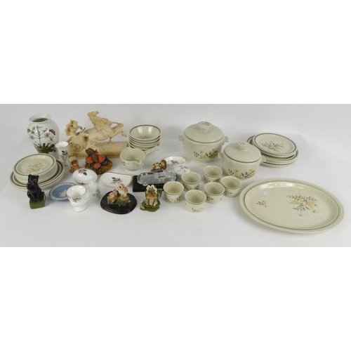 517 - Box of assorted china including a Royal Doulton Will o'the Wisp part tea service, Wedgwood items, Po... 