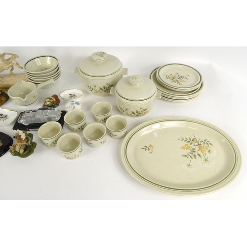 517 - Box of assorted china including a Royal Doulton Will o'the Wisp part tea service, Wedgwood items, Po... 