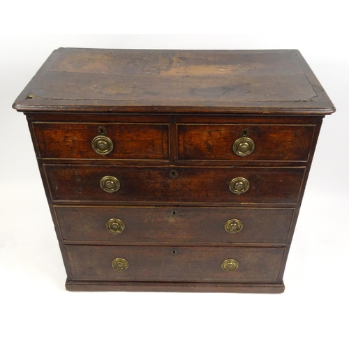 15 - Georgian inlaid oak five drawer chest, 95cm high x 102cm wide x 53cm deep