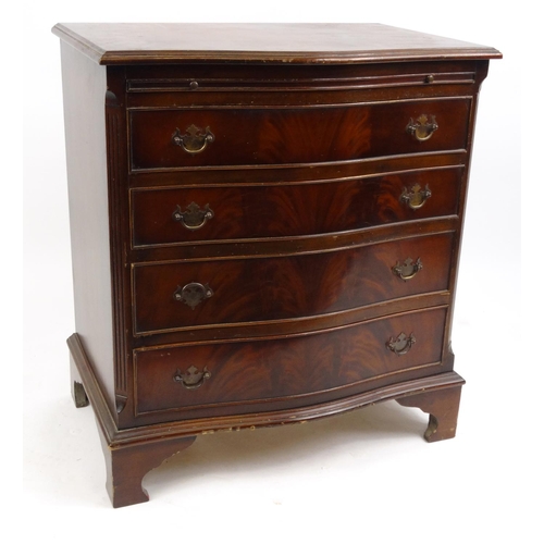 5 - Mahogany serpentine front four drawer chest with brushing slide, 78cm high x 70cm wide x 46cm deep