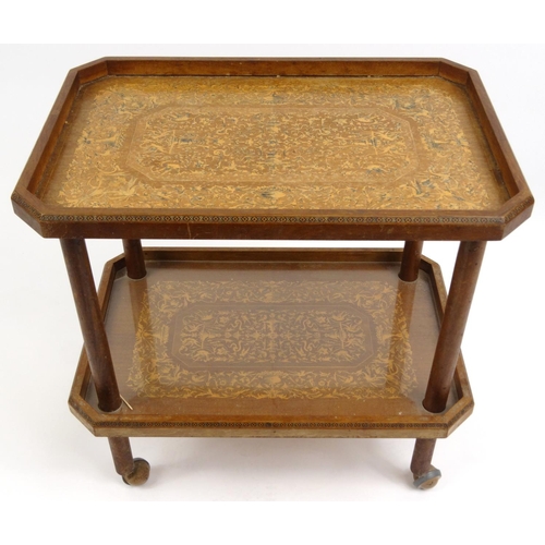 29 - Inlaid two tier tea trolley