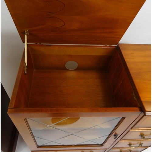 52 - Inlaid yew wood hi-fi cabinet and a pine hi-fi cabinet