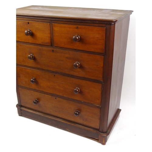 11 - Victorian mahogany five drawer chest, 119cm high x 112cm wide x 51cm deep