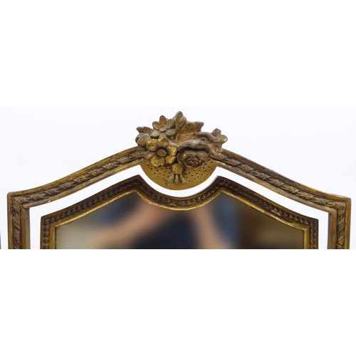 17 - Carved gilt wood triple aspect mirror, 69cm high x 100cm wide